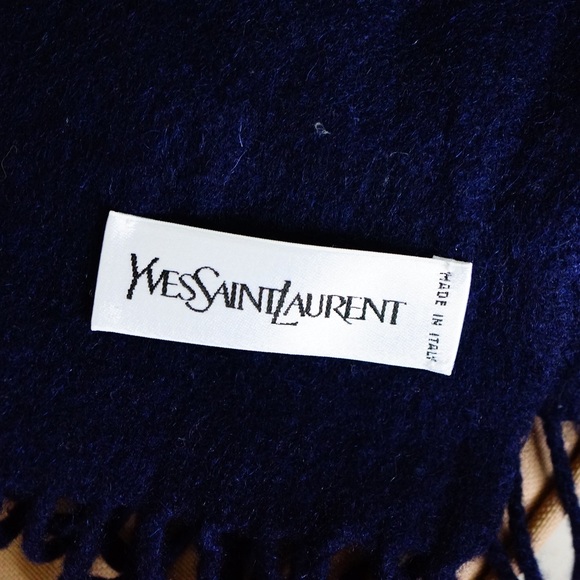 Yves Saint Laurent navy blue scarf - Picture 3 of 3